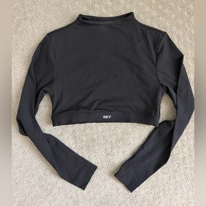 SET Active Black Long Sleeve Crop Mock-neck Workout Top *LIKE NEW - NEVER WORN*